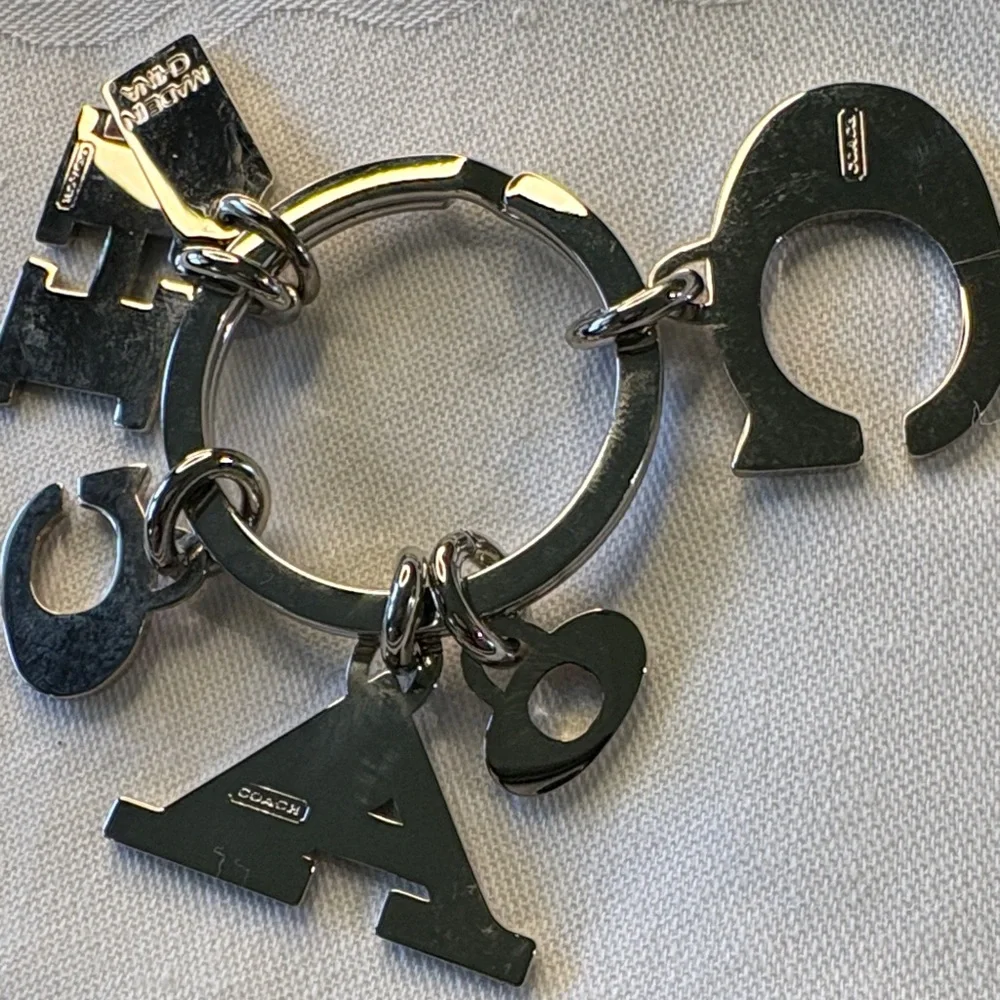 Coach Multicolor Enamel Letter Charm Key Ring - Picture 3 of 3